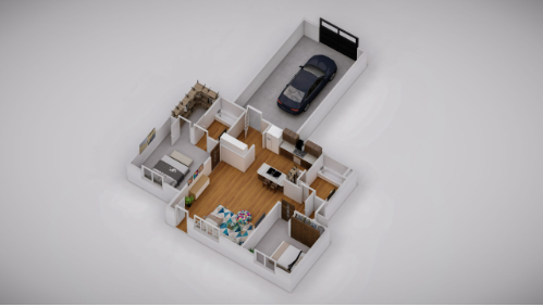 Floor plan for 2 beds, 2 baths, 1031 sqft